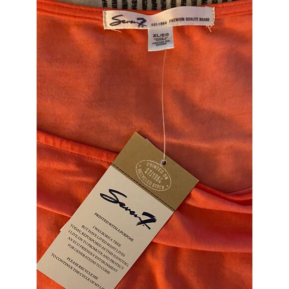 *NEW* Seven 7 Flutter Short Sleeve Tie Front T-Shirt Top Coral Orange Size XL - Picture 9 of 11